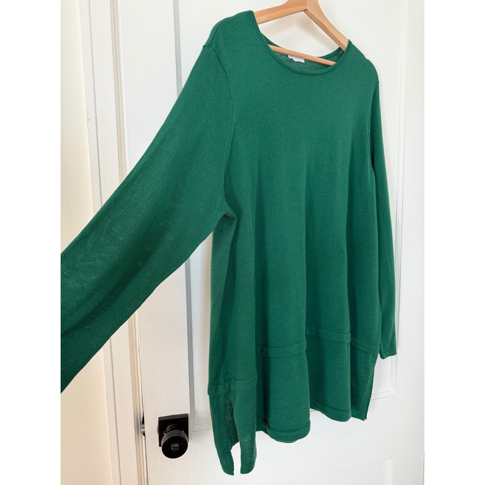 J.Jill Merino Washable Wool Tunic Sweater XL Green Oversized Long Sleeve - Picture 8 of 11